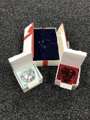 Three boxed Swarovski Crystal Collectors Society hearts CONDITION REPORT: Good