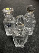 Three Thomas Webb crystal decanters with stoppers