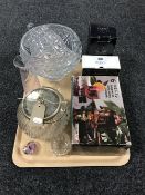 A collection of boxed and unboxed crystal,