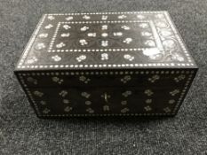 A late nineteenth century Anglo-Indian bone inlaid hardwood trinket box CONDITION
