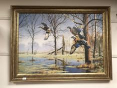 An Artagraph edition : Ducks in flight, 96 cm x 67 cm. framed.