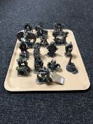 A tray of cast pewter fantasy figurines