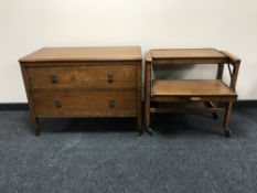 An oak two drawer chest,