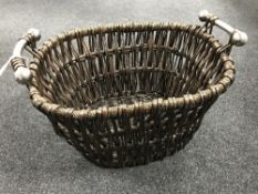A twin handled wicker basket