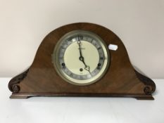 A walnut cased mantle clock, the dial signed David Summerfield,