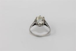 A superb quality diamond solitaire ring, the principal brilliant cut stone weighing approximately 3.
