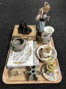 A Menton Manor resin figure of two Alsatians together with a Portmeirion vase,