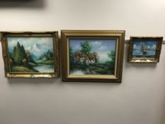 A gilt framed oil - alpine scene signed W.