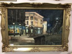 A gilt framed oil on canvas - Grey St,