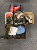 Six boxes of model railway track,