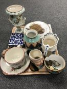 A tray containing assorted china including collectors plates,