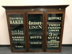 A Victorian and later triple door glazed display cabinet 