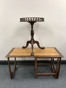 A nest of two G Plan tables and a walnut topped wine table
