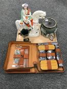 A Wedgwood green biscuit barrel with silver plated lid,