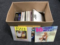 A box containing LP's including easy listening, classical,