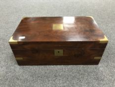 A Victorian mahogany writing box with brass mounts