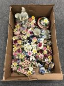 A box of china flower posies, delft ware,