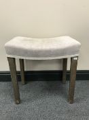 An oak upholstered stool stamped ER Coronation 53