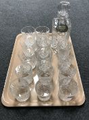 A whiskey decanter with label,