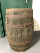 A coopered oak whiskey barrel