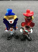 Two Murano glass clowns