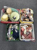 Three boxes of curtain tie backs and a box of lamp shades