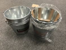Ten metal bar ice buckets advertising Budweiser,
