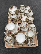 Approximately one hundred and ten pieces of Royal Albert Old Country Roses tea and dinner china