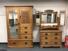 A Victorian satin walnut compactum wardrobe, width 129 cm,