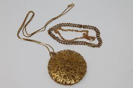 Two 9ct gold bracelets (8.8g), together with yellow metal pendant on 9ct gold chain.