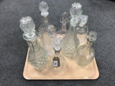 A tray of glass decanters (Q)