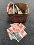A box containing mid twentieth century and later football programmes, including Sunderland, Arsenal,