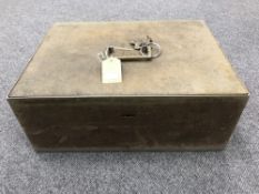 A mid 20th century lock box with keys