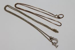 A 9ct gold necklace and another 9ct gold chain, 6.