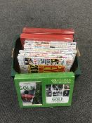 A box of Private eye annuals and three sporting gift packs.