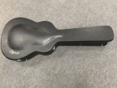 A hard shell guitar case