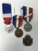 Four French WWI medals,