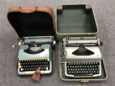 Two cased vintage typewriters