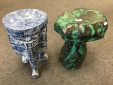 A carved wooden elephant stool,