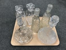 A tray of glass decanters (Q)