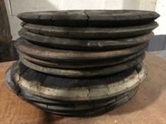 Ten oak barrel lids