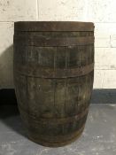 A coopered oak whiskey barrel