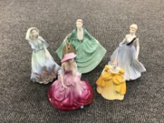 Five Coalport figures including Dawn,