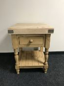 A reclaimed pine butcher's block fitted a drawer
