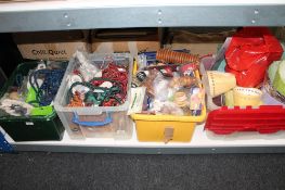 Three boxes of curtain tie backs and a box of lamp shades