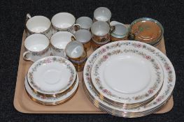 A tray containing twenty four pieces of Royal Albert Belinda tea china and dinnerware,
