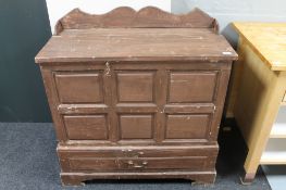 An early twentieth century pine mule chest fitted with a drawer