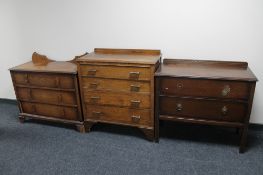 An oak three drawer chest,