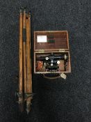 A Hall Brothers theodolite in a fitted box,