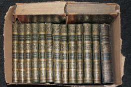 Three antiquarian leather bound volumes, 'Wilson's Border Tales', together with thirteen volumes,